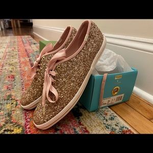 Kate Spade Rose Gold Glitter Shoe, Woman’s 10.